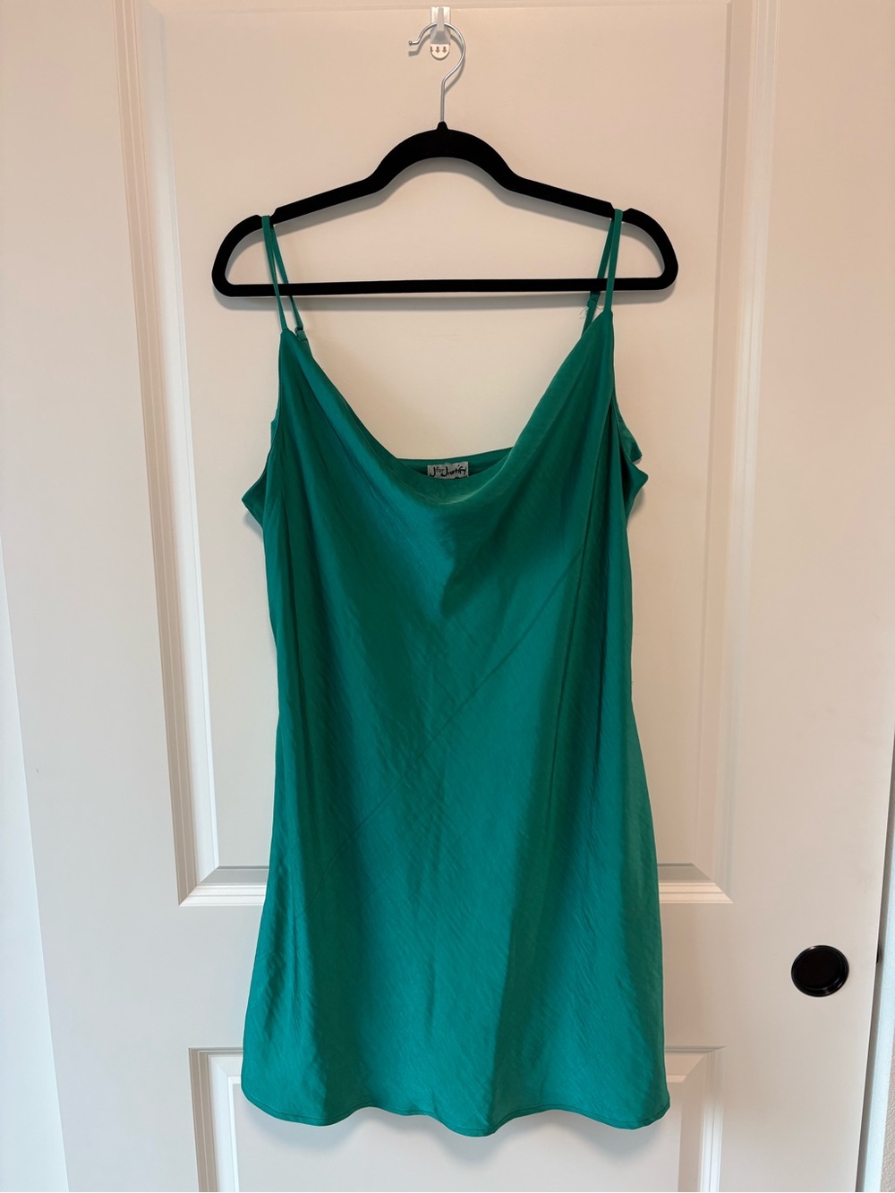 J for Justify Teal Satin Cowl Slip Dress